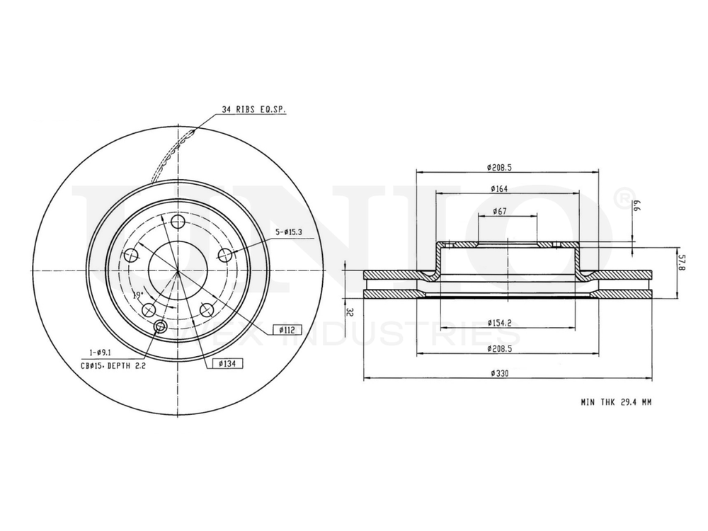 Диск тормозной передний UNIO BRD-20281