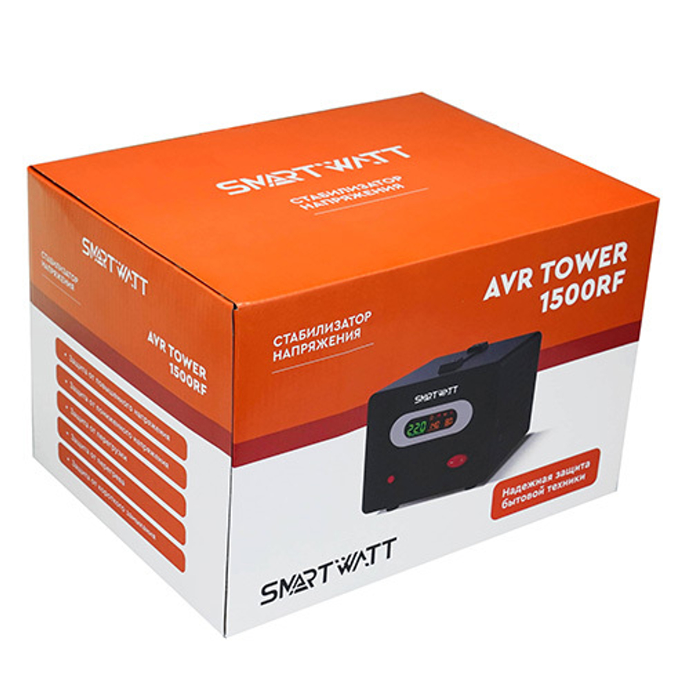 Напольный стабилизатор напряжения SMARTWATT AVR TOWER 1500RF 1500VA, 1.5 кВт