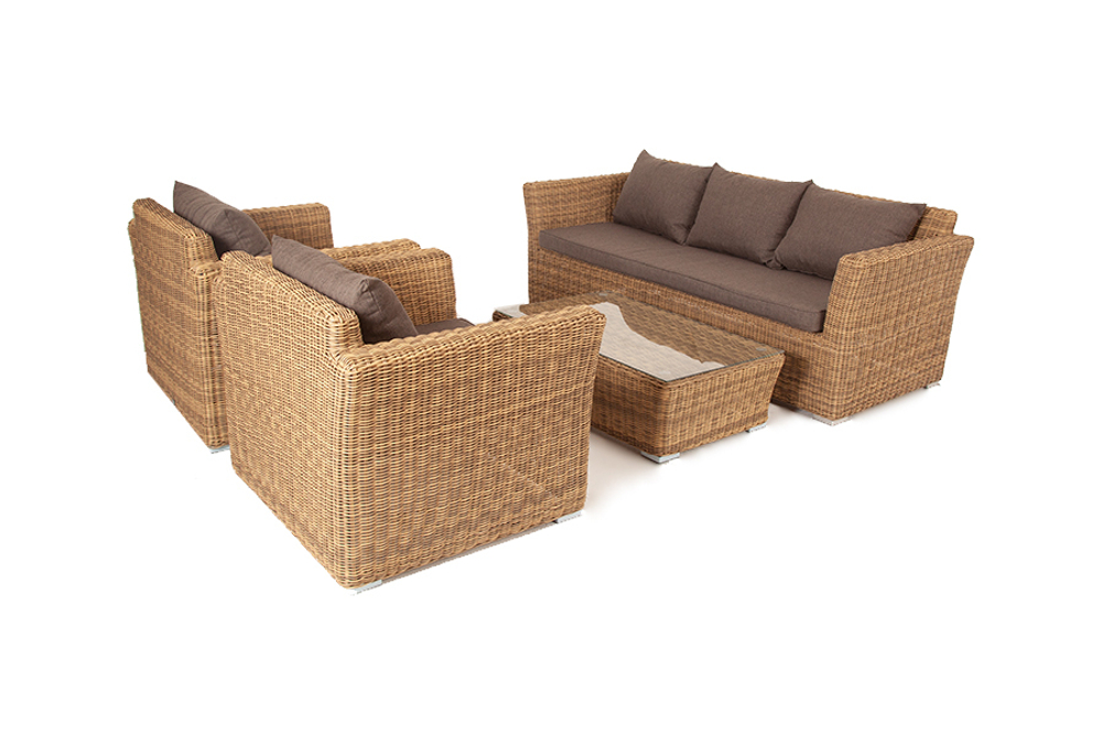 "Капучино" лаунж-зона из искусственного ротанга, цвет соломенный