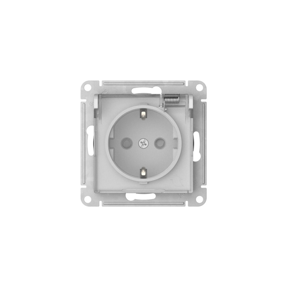 ATLASDESIGN AQUA РОЗЕТКА с зазем. со шт. с прозрач. крыш,16А, IP44, мех., быстрозажим. клем.,БЕЛЫЙ ATN440146S