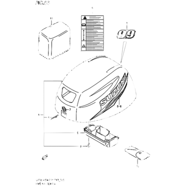 Suzuki 61443-99J00-0000 Наклейка Боковая STBD DF8/ 9.9A/ 9.9B/ 15A/ 20A Оригинал