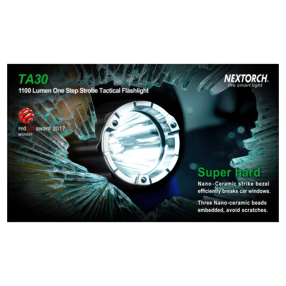 Тактический фонарь Nextorch TA30 — универсальное питание: 1×18650 (с возможностью зарядки через micro USB) или 2×CR123A