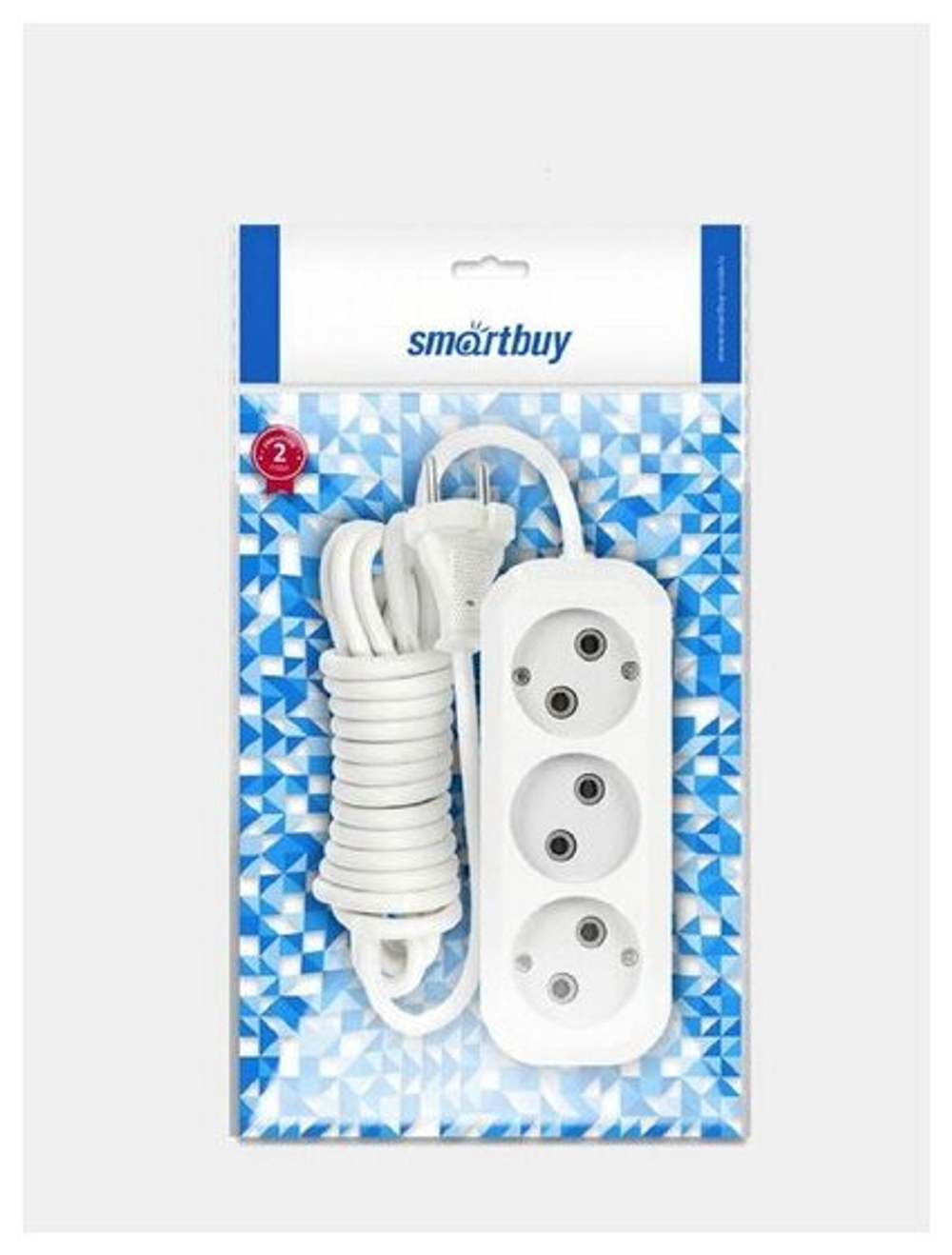 Удлинитель Smartbuy, 3 гнезда 3 метра 16А/3,5кВт с заземлением ПВС 3х1,0