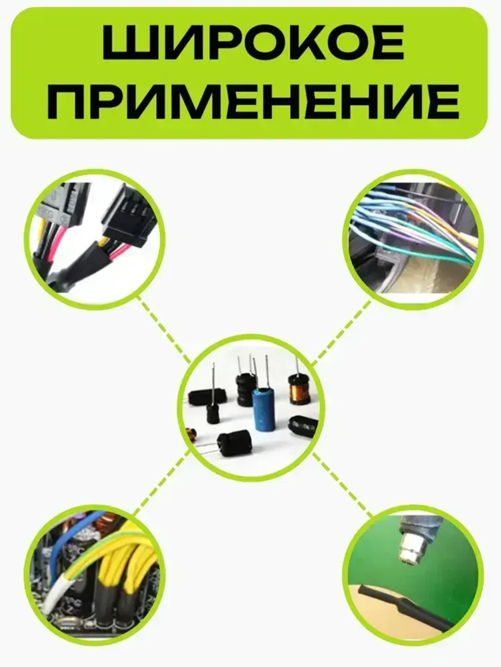 Термоусадочная трубка для проводов набор, Диаметр 4, 6, 8 мм, Черная, 3 метра