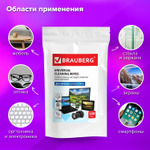 Салфетки для экранов всех типов и пластика (запасной блок) BRAUBERG пакет 100 шт. влажные (5 штук в упаковке)