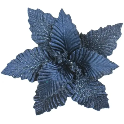 Украшение новогоднее «Пуансеттия - Вечер» 25 см, Сапфир