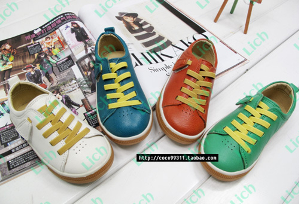 Туфли кожаные с перфорацией и контрастными шнурками