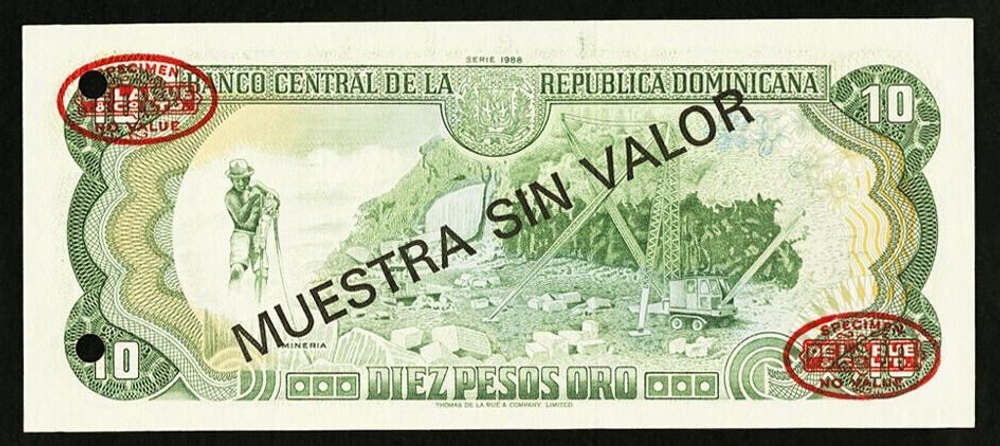 ДОМИНИКАНСКАЯ РЕСПУБЛИКА, 1988, 10 PESOS ORO [MUESTRA SIN VALOR]