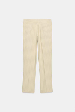 ZARA ПРЯМЫЕ БРЮКИ В ТОНКУЮ ПОЛОСКУ, ПЕСОЧНЫЙ