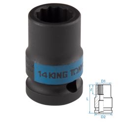 KING TONY (453014M) Головка торцевая ударная двенадцатигранная 1/2", 14 мм