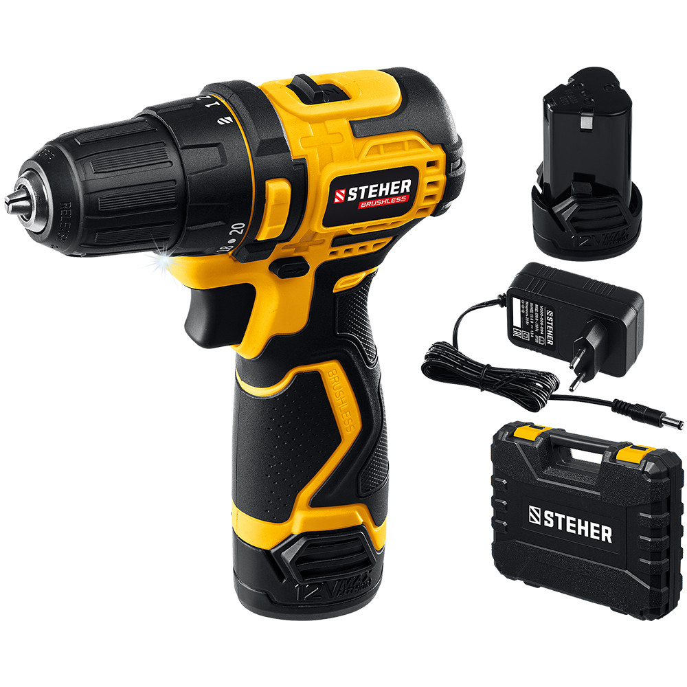 Дрель-шуруповерт Steher CDB-120-2 12В 2х2 Ач