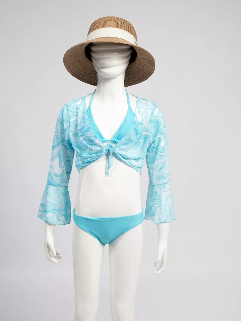 купальник раздельный 3 в 1 кроп топ парео и трусики