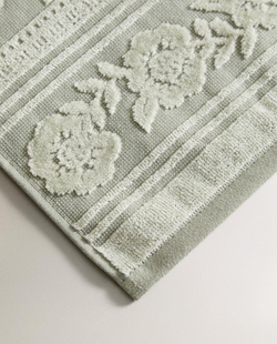 Zara Home - Жаккардовое велюровое банное полотенце, зеленый, 30х50 см