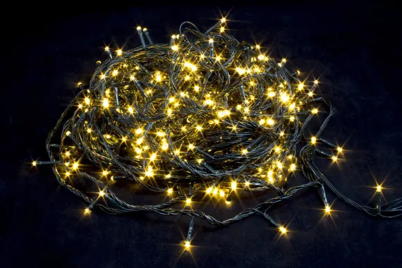 Светодиодная нить 26 м., 220V, 400 теплых белых LED ламп, контроллер, черный провод, Winner Light (ww.01.5B.400-)