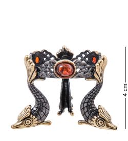 Народные промыслы AM-3996 Подсвечник «Рыбы» (латунь, янтарь)