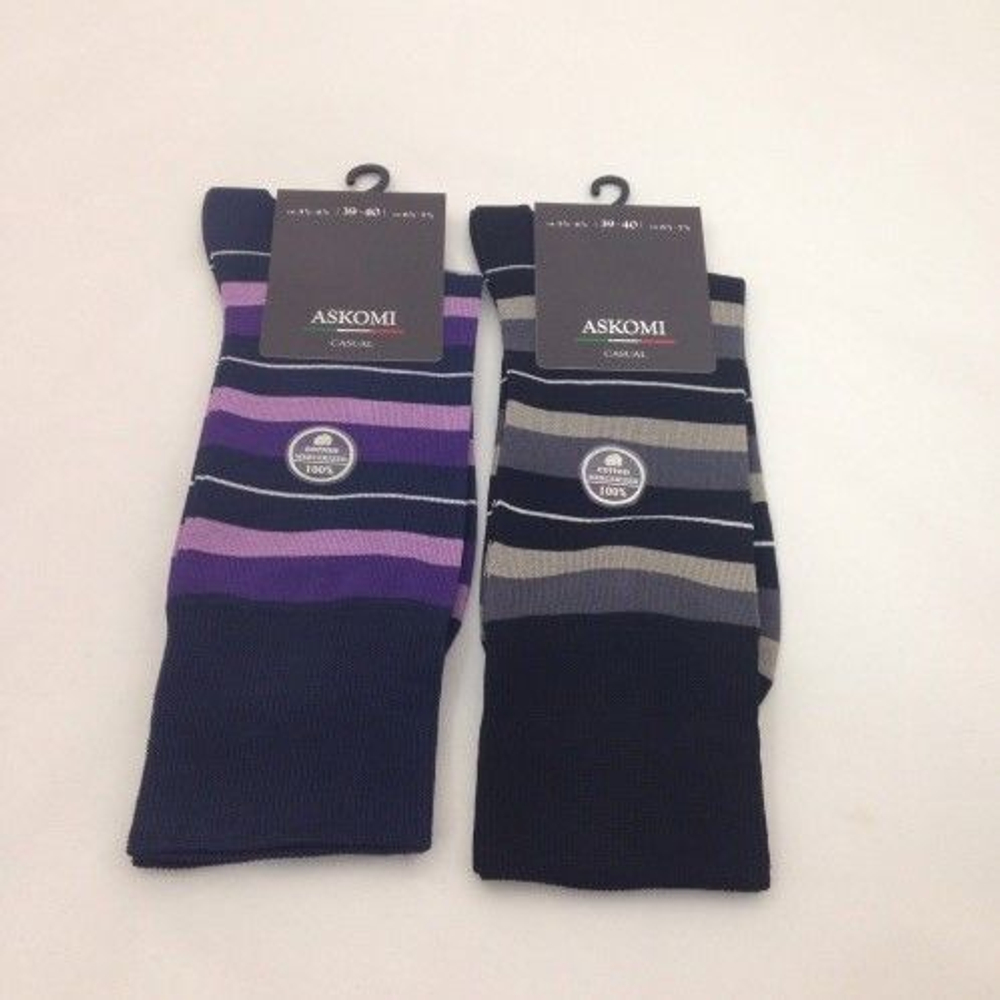 Мужские носки Askomi полосатые сиреневые Н_190