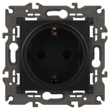 Розетка 1-м СП Эра Elegance 14-2102-05 16А IP20 16AX 250В 2P+E Schuko защ. шторки антрацит Эра Б0034276