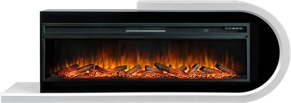 Каминокомплект Basel 60 R - Белый с черным с очагом Vision 60 LOG LED