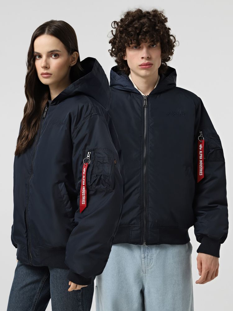 Бомбер Alpha Industries MA-1 Hooded Logo Oxford Replica Blue (Синий)