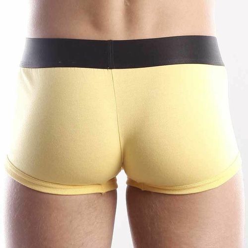 Мужские трусы хипсы желтые с черной резинкой Calvin Klein Steel Yellow Black Waistband Boxer