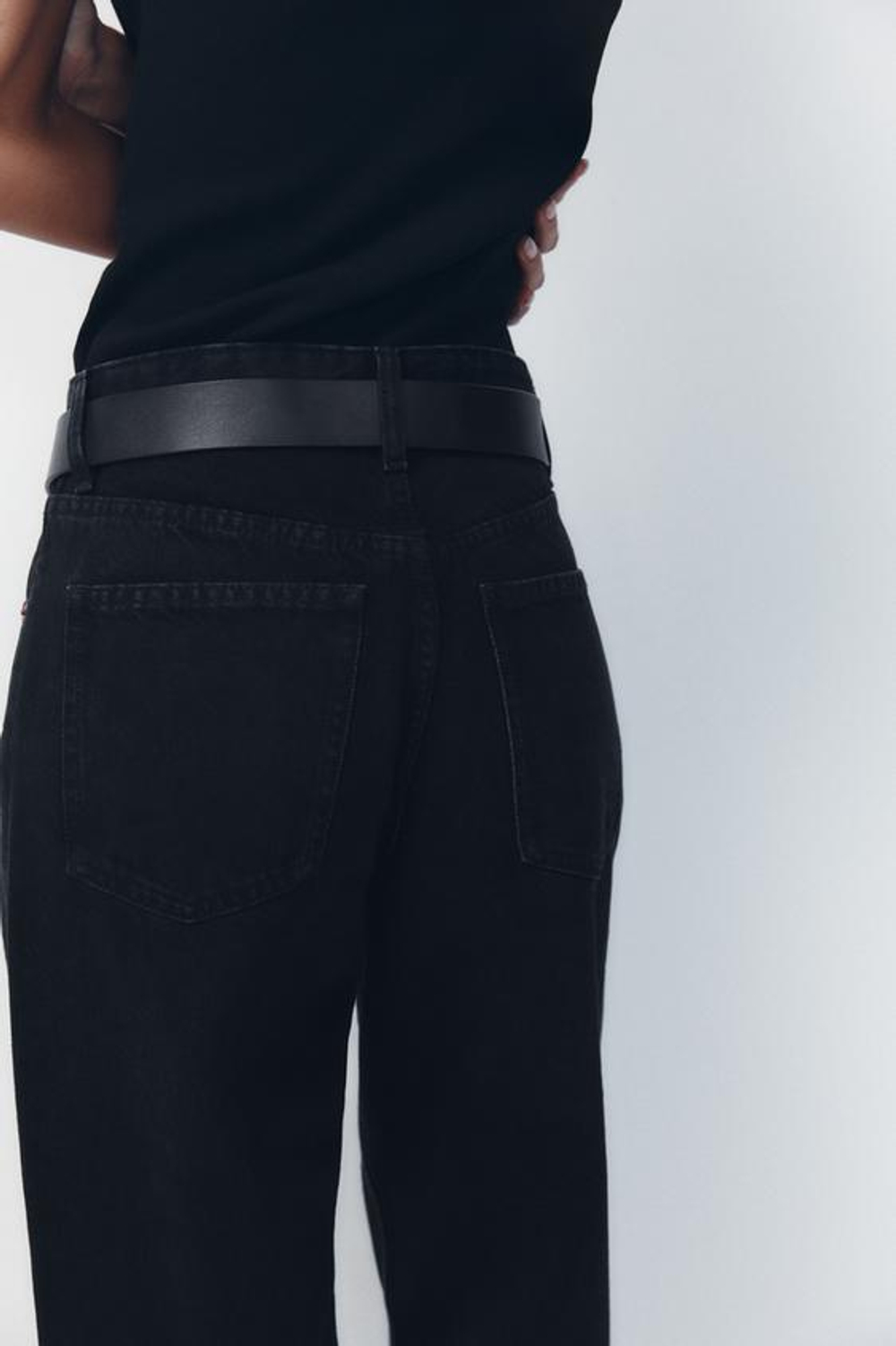 ZARA ДЖИНСЫ С ВЫСОКОЙ ПОСАДКОЙ TRF WIDE LEG, ЧЕРНЫЙ