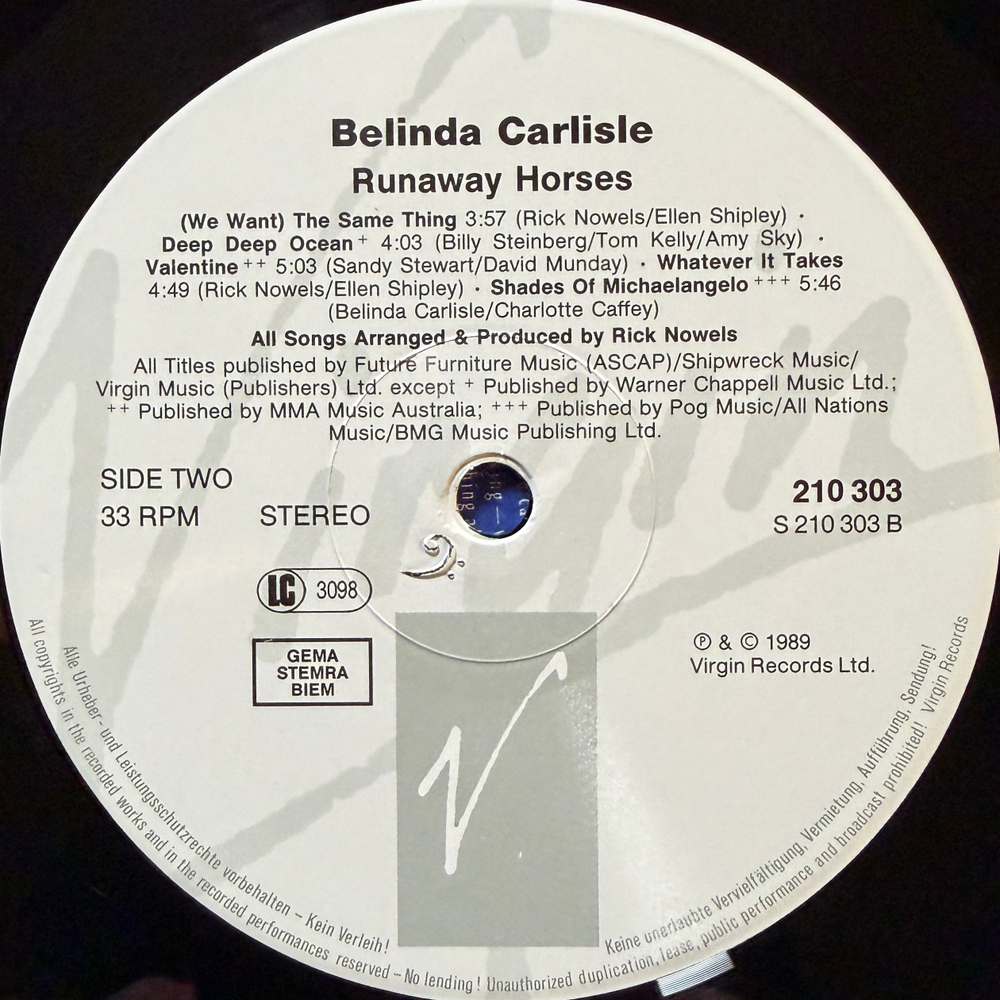 Belinda Carlisle- Runaway Horses (Европа 1989г.)