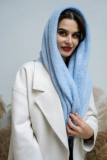 Платок пуховый П3-130-04 голубой