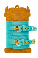 Голубые однослойные кожаные оковы