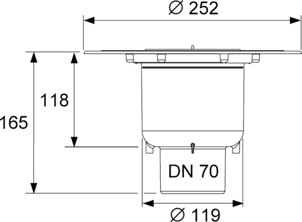 Сифон TECEdrainpoint S DN 70, вертикальный с универсальным фланцем Seal System