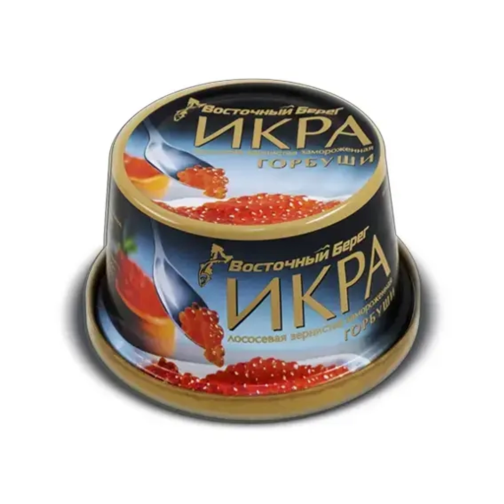 Икра горбуши без консервантов солено-мороженая "Восточный берег", (4 часа с момента вылова до упаковки в банку), 125 г