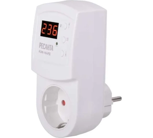 Блок защиты по напряжению "Ресанта" АЗМ 16AРД регулируемый (с дисплеем, в розетку)