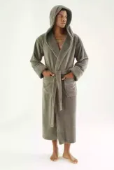 Махровый мужской халат 7230 хаки Nusa Турция