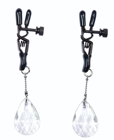 Зажимы на соски с подвесами в виде хрустальных капелек (Цвет: прозрачный)