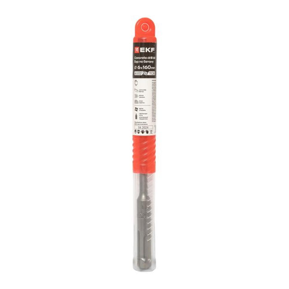Бур по бетону SDS-plus 6x160 мм (4 резца) EKF Professional