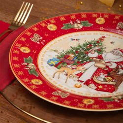 ТАРЕЛКА ОБЕДЕННАЯ LEFARD "ДЕД МОРОЗ" 27 СМ КРАСНАЯ (КОР=18ШТ.)