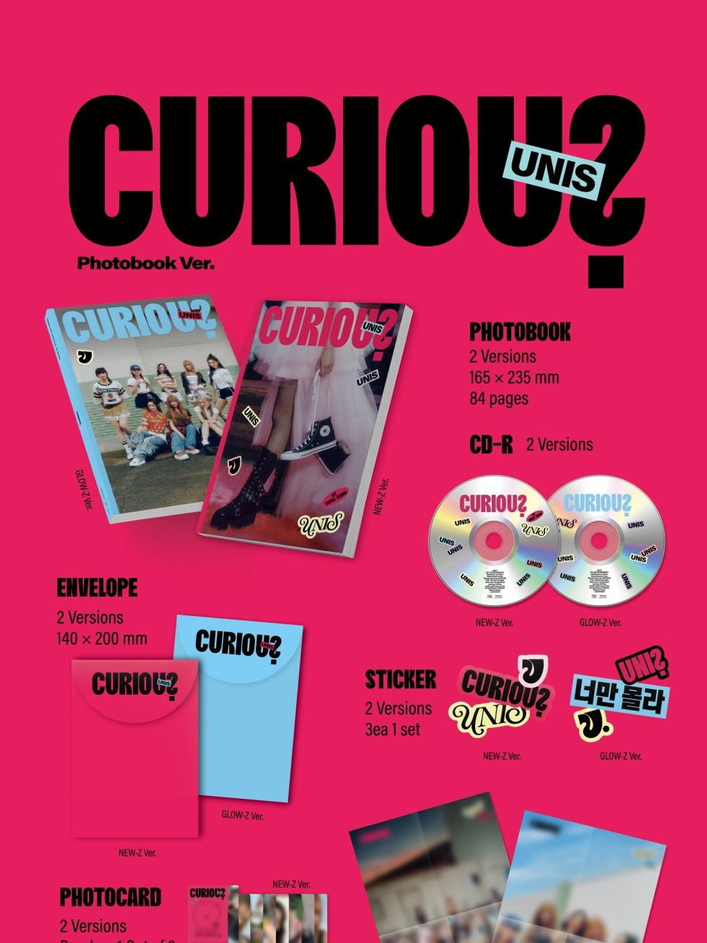 Альбом UNIS - CURIOUS 1st Single Album PHOTOBOOK 2 Version SET