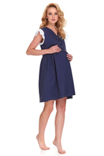 Оригинальная домашняя сорочка с кружевными рукавами (Размер: M) (Цвет: темно-синий)