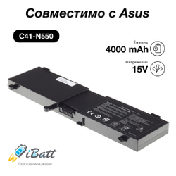 Аккумулятор iBatt 3500mAh для ноутбука Asus C41-N550