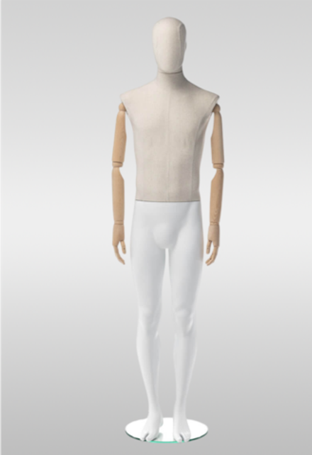 Мужской абстрактный манекен Кевин/Деревянные руки/Обтяжка лен