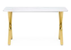 Керамический стол Селена 3 140х80х77 белый мрамор / золото