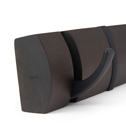 Вешалка настенная UMBRA Flip, 84,5 см, черная/орех, 8 крючков