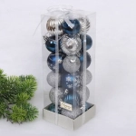 Набор шаров «Christmas» 5 см + 4 см (24 предметов), Сапфир/Серебро