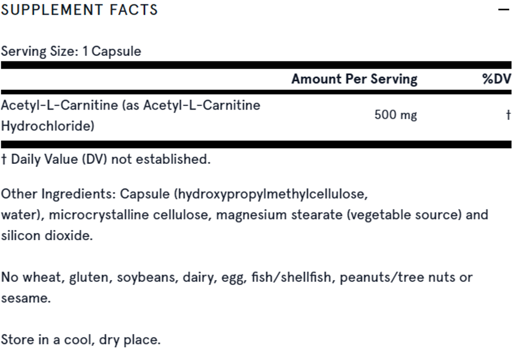 Acetyl L-Carnitine 500 мг 60 капсул Jarrow Formulas