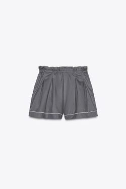ZARА ШОРТЫ С ОБЪЕМНОЙ ОТДЕЛКОЙ, ТЕМНО-СЕРЫЙ