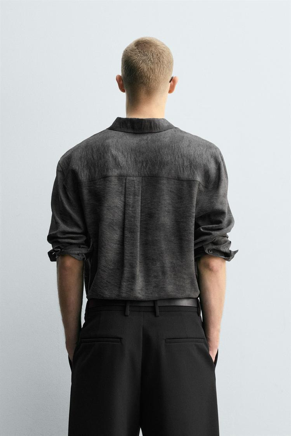 ZARA РУБАШКА С РЕЛЬЕФНЫМ ПРИНТОМ, ЧЕРНЫЙ