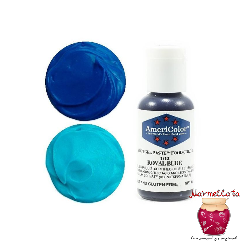 Краситель гелевый т.м. Americolor 102 ROYAL BLUE (Королевский синий) 21 гр.