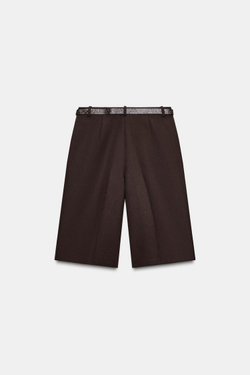 ZARA ДЛИННЫЕ БЕРМУДЫ С РЕМНЕМ, КОРИЧНЕВЫЙ