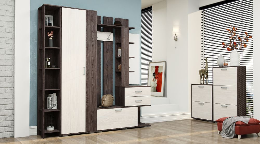 БРИЗ-1 прихожая Анк. Тем./анк. белый