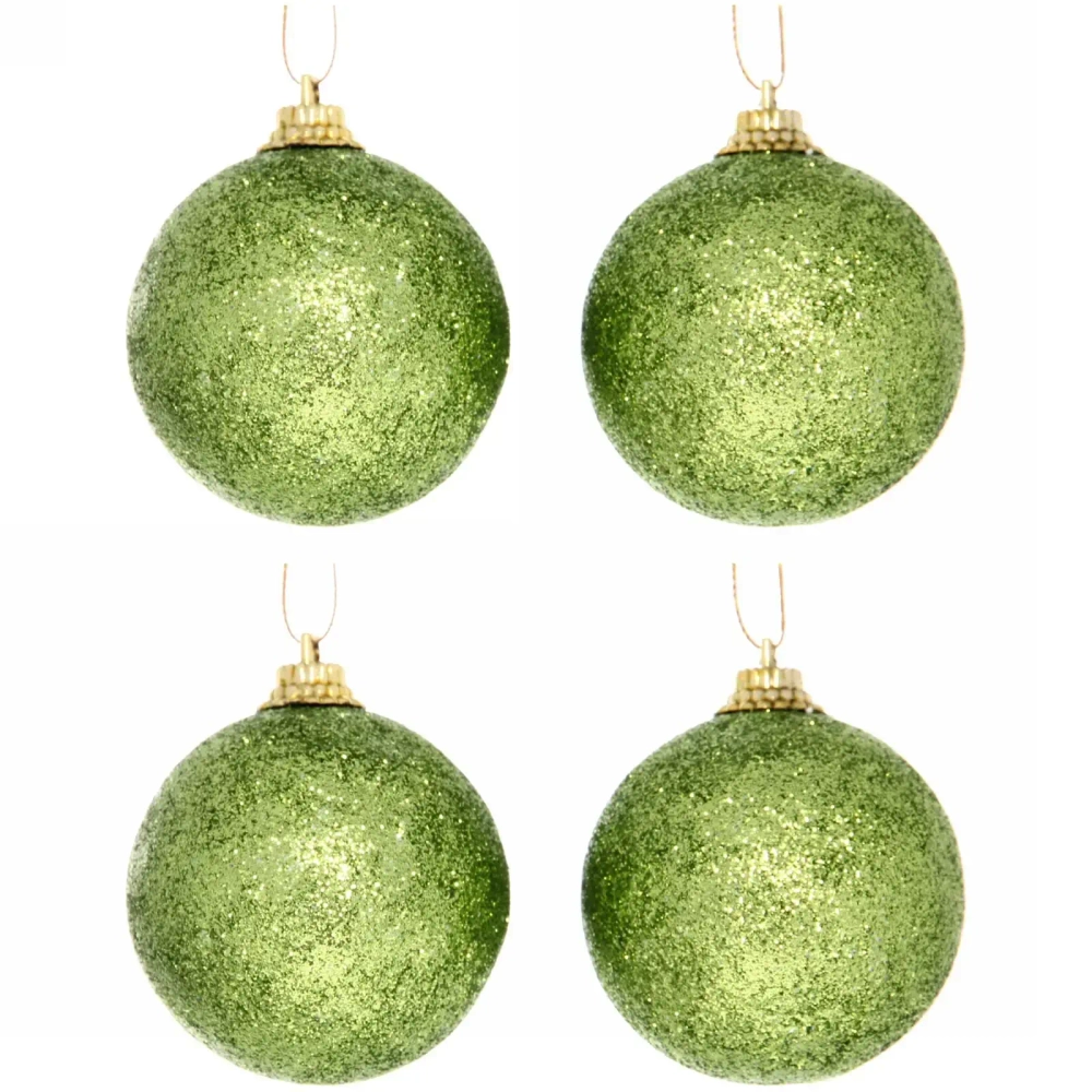 Новогодние шары 5 см (набор 4 шт) «Блестящее напыление», салатовый