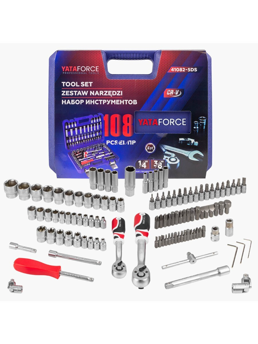 Набор инструментов 108пр. 1/4'', 3/8''(6гр.) YATAFORCE YF-41082-5DS